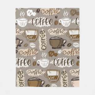 Hand drawn doodle coffee pattern background fleece blanket