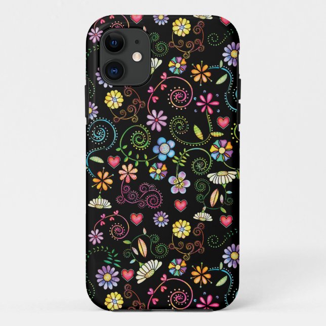 Hand Drawn Doodle Colourful Floral seamless patter Case-Mate iPhone Case (Back)