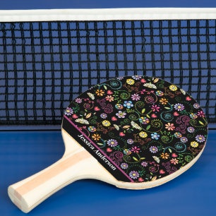 Hand Drawn Doodle Colourful Floral seamless patter Ping Pong Paddle