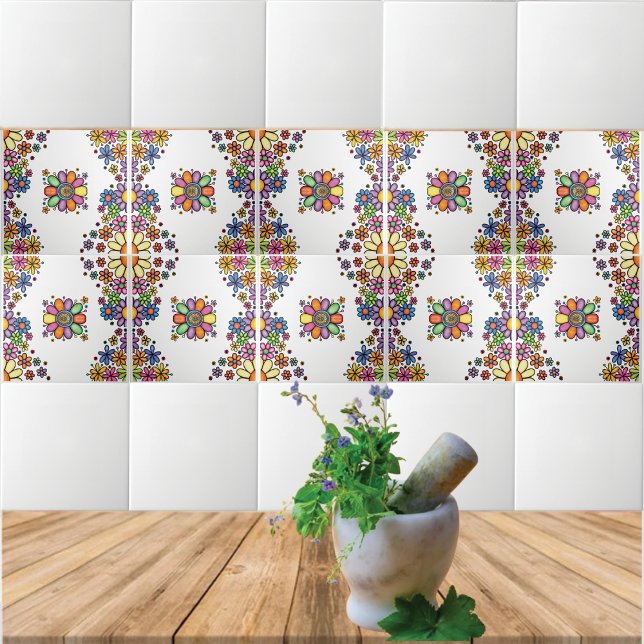 Hand Drawn Doodle Colourful Floral seamless patter Tile (Creator Uploaded)