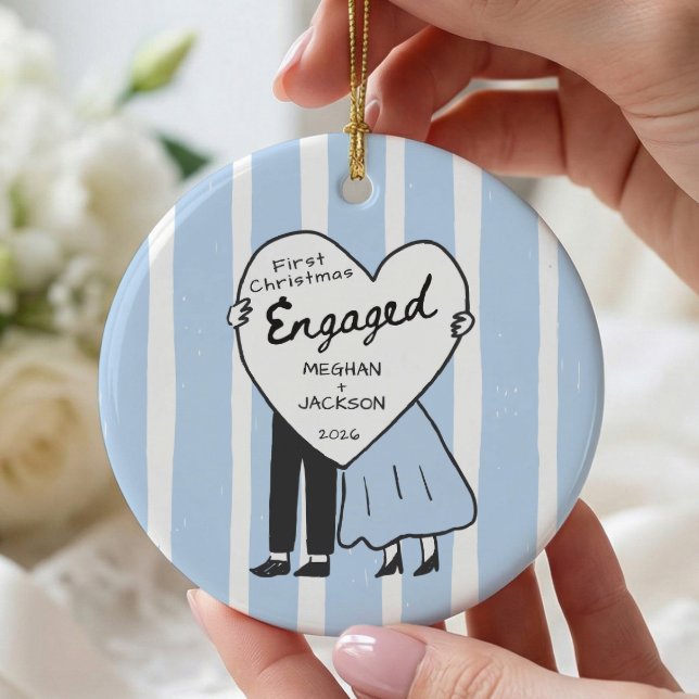 Hand Drawn Doodle Engaged  Ceramic Tree Decoration (Creator Uploaded)