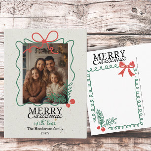 Hand-drawn doodle frame Merry Christmas Holiday Postcard