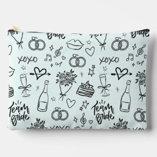 Hand Drawn Doodle Green Bridal Shower Accessory Pouch