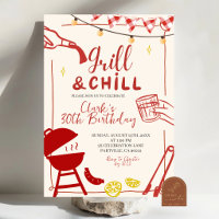 Hand Drawn Doodle Grill and Chill BBQ party invita