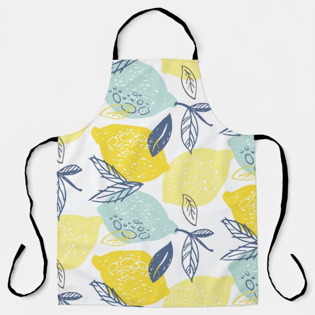 Hand drawn doodle lemonade seamless pattern apron (Front)