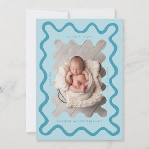 Hand Drawn Doodle Line Turquoise Birth Announcement