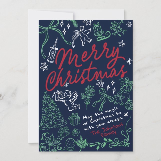 Hand Drawn Doodle Merry Christmas Card (Front)