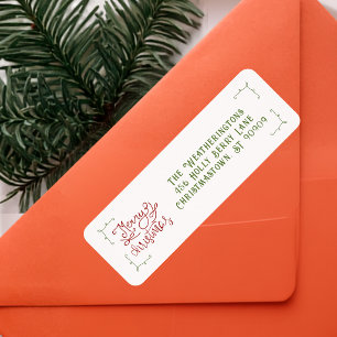 Hand Drawn Doodle Merry Christmas Return Address