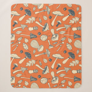 Hand drawn doodle mushroom Vintage seamless patter Sherpa Blanket