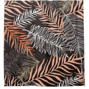 Hand drawn doodle palm leaves pattern shower curtain