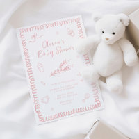 Hand Drawn Doodle Pink Baby Shower