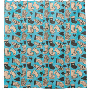 Hand drawn doodle seamless pattern. Unique Vintage Shower Curtain