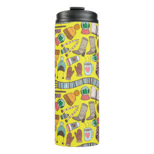 Hand drawn doodle sketch seamless pattern. Winter  Thermal Tumbler