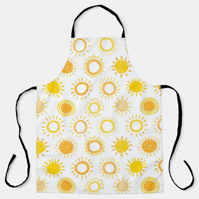 Hand Drawn Doodle Suns Pattern Apron (Front)