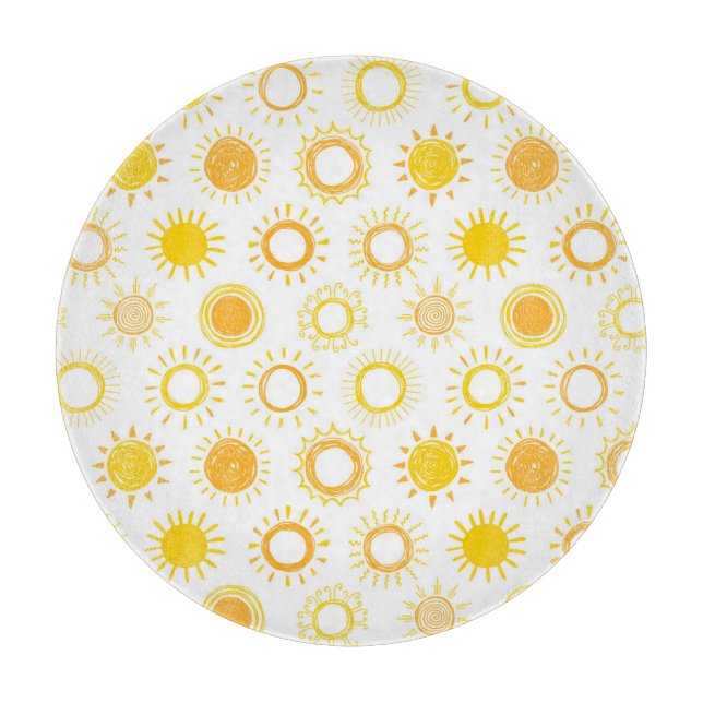 Hand Drawn Doodle Suns Pattern Cutting Board (Front)