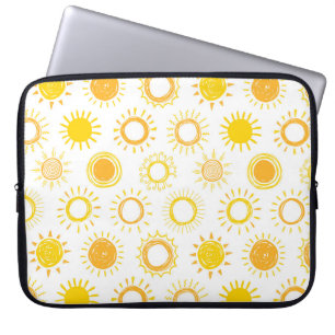 Hand Drawn Doodle Suns Pattern Laptop Sleeve