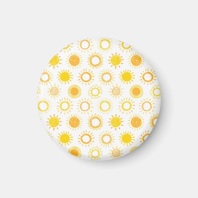 Hand Drawn Doodle Suns Pattern Magnet (Front)