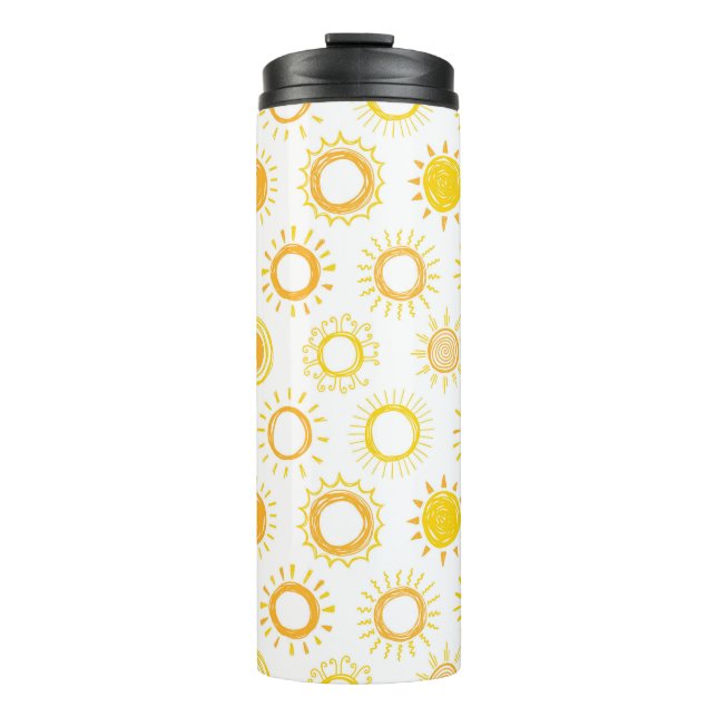 Hand Drawn Doodle Suns Pattern Thermal Tumbler (Front)