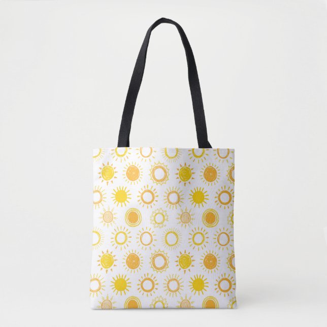 Hand Drawn Doodle Suns Pattern Tote Bag (Front)