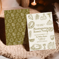 Hand Drawn Doodle Thanksgiving Dinner Invite