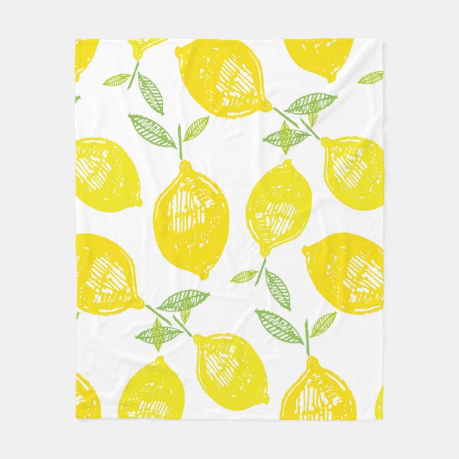 Hand drawn doodle tropical fruit pattern backgroun fleece blanket (Front)