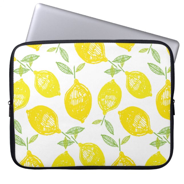 Hand drawn doodle tropical fruit pattern backgroun laptop sleeve (Front)