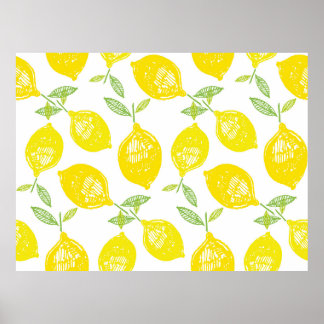 Hand drawn doodle tropical fruit pattern backgroun poster