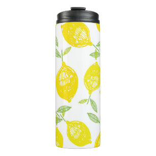 Hand drawn doodle tropical fruit pattern backgroun thermal tumbler