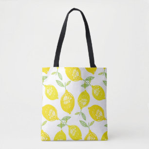Hand drawn doodle tropical fruit pattern backgroun tote bag