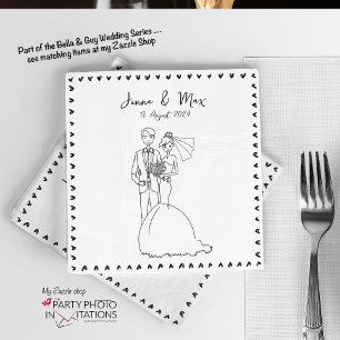 Hand drawn doodle wedding napkin