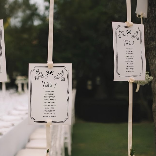 Hand Drawn Doodle Wedding Seating Chart Cards (Creator Uploaded)