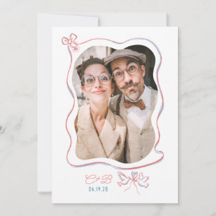 Hand Drawn Doodle Whimsical Engagement Party Photo Invitation