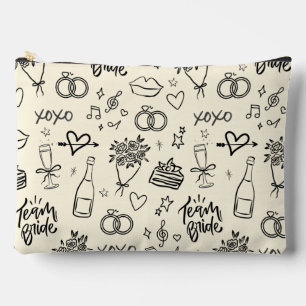 Hand Drawn Doodle Yellow Bridal Shower Accessory Pouch