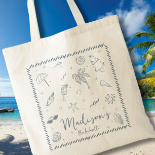 Hand Drawn Doodles Coastal Rope Frame Bachelorette Tote Bag