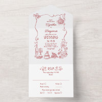 Hand Drawn Doodles Funky Quirky Modern Wedding