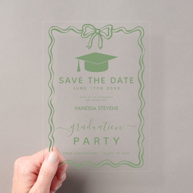 Hand Drawn Doodles Graduation Save the Date  Acrylic Invitations (Insitu (Handheld))