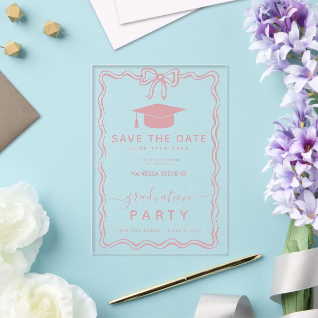 Hand Drawn Doodles Graduation Save the Date  Acrylic Invitations (Insitu (Wedding))