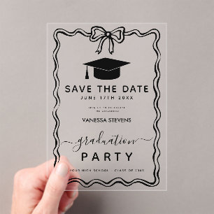 Hand Drawn Doodles Graduation Save the Date Acrylic Invitations