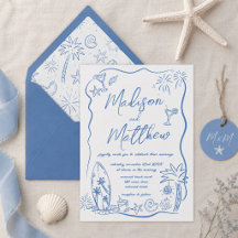 Hand Drawn Doodles Illustrations Beach Wedding