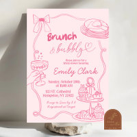 Hand Drawn Doodles Pink Brunch and Bubbly