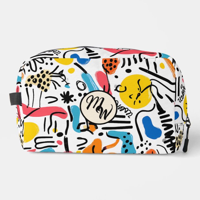 Hand-drawn Doodles Playful Pattern Dopp Kit (Front)