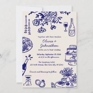 Hand Drawn Doodles Wedding Invitation