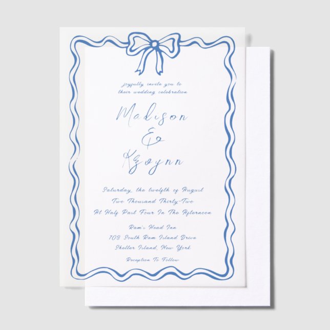  Hand Drawn Doodles Wedding Vellum Invitations (Offset)