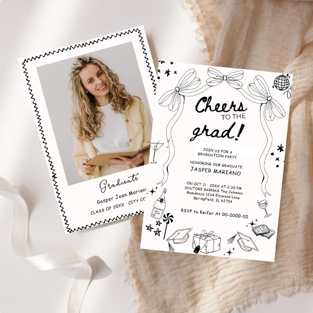 Hand Drawn Doodles Whimsical Graduation Party  Invitation (Creator Uploaded)