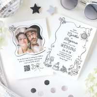 Hand Drawn Doodles Whimsical Retro Wedding Photo