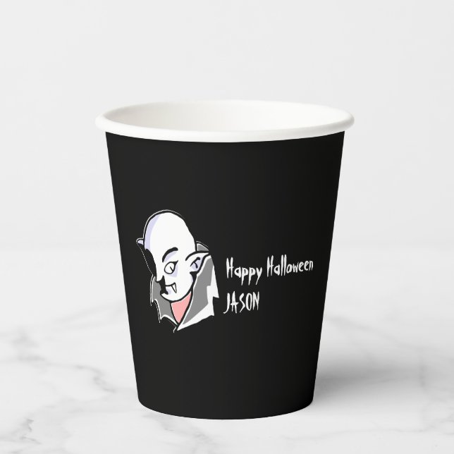 Hand drawn Dracula halloween Paper Cups (Front)