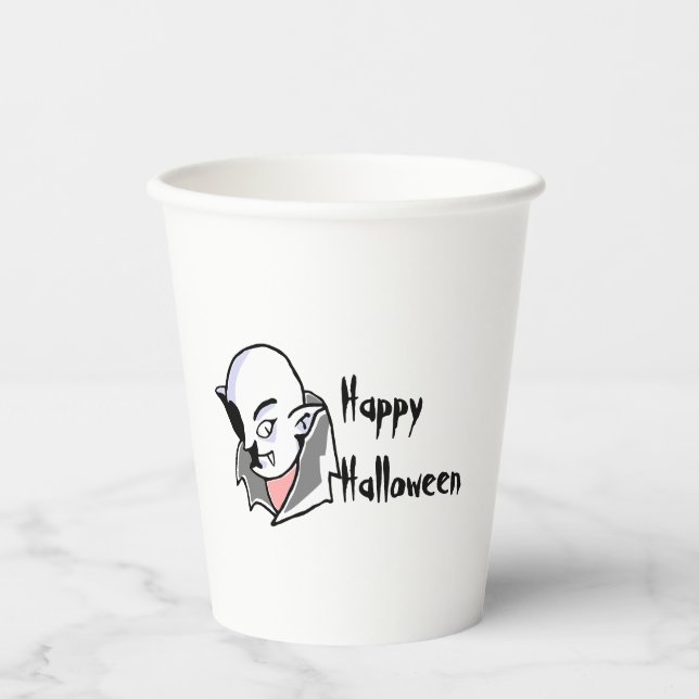Hand drawn Dracula halloween Paper Cups (Front)