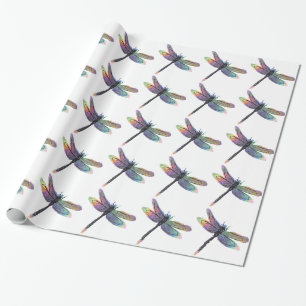 Hand Drawn Dragonfly With Rainbow Wrapping Paper