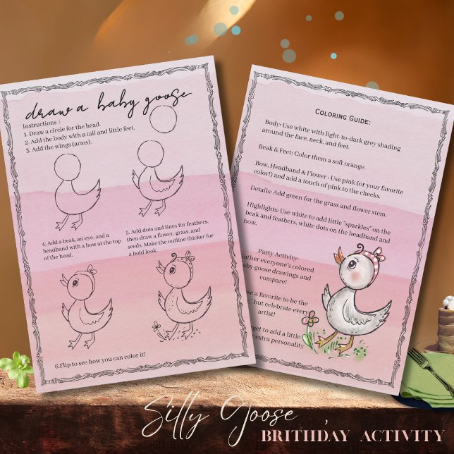Hand-Drawn 'Draw a Baby Goose' Birthday Activity!  Invitation (Hand-Drawn 'Draw a Baby Goose' Birthday Activity! Invitation)