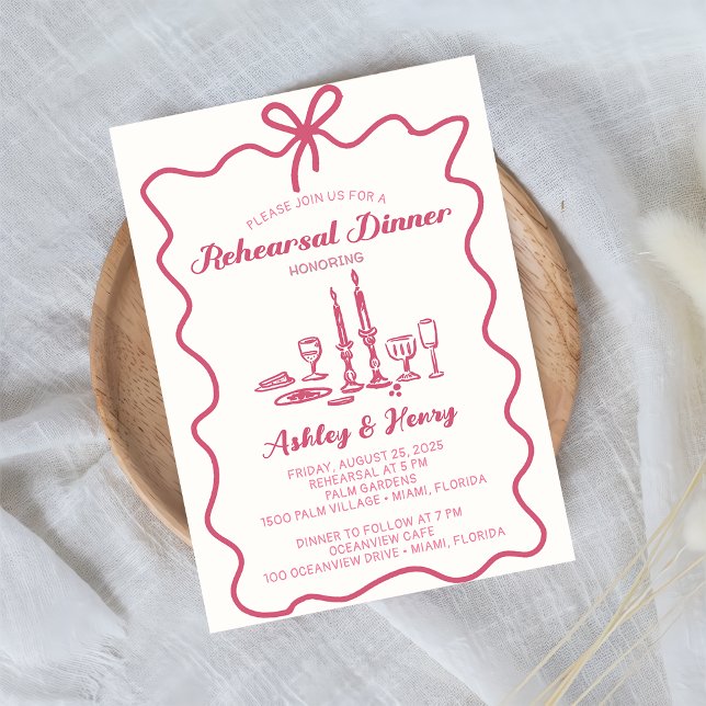 Hand Drawn Drawing Wedding Rehearsal Dinner    Invitation (Creator Uploaded)